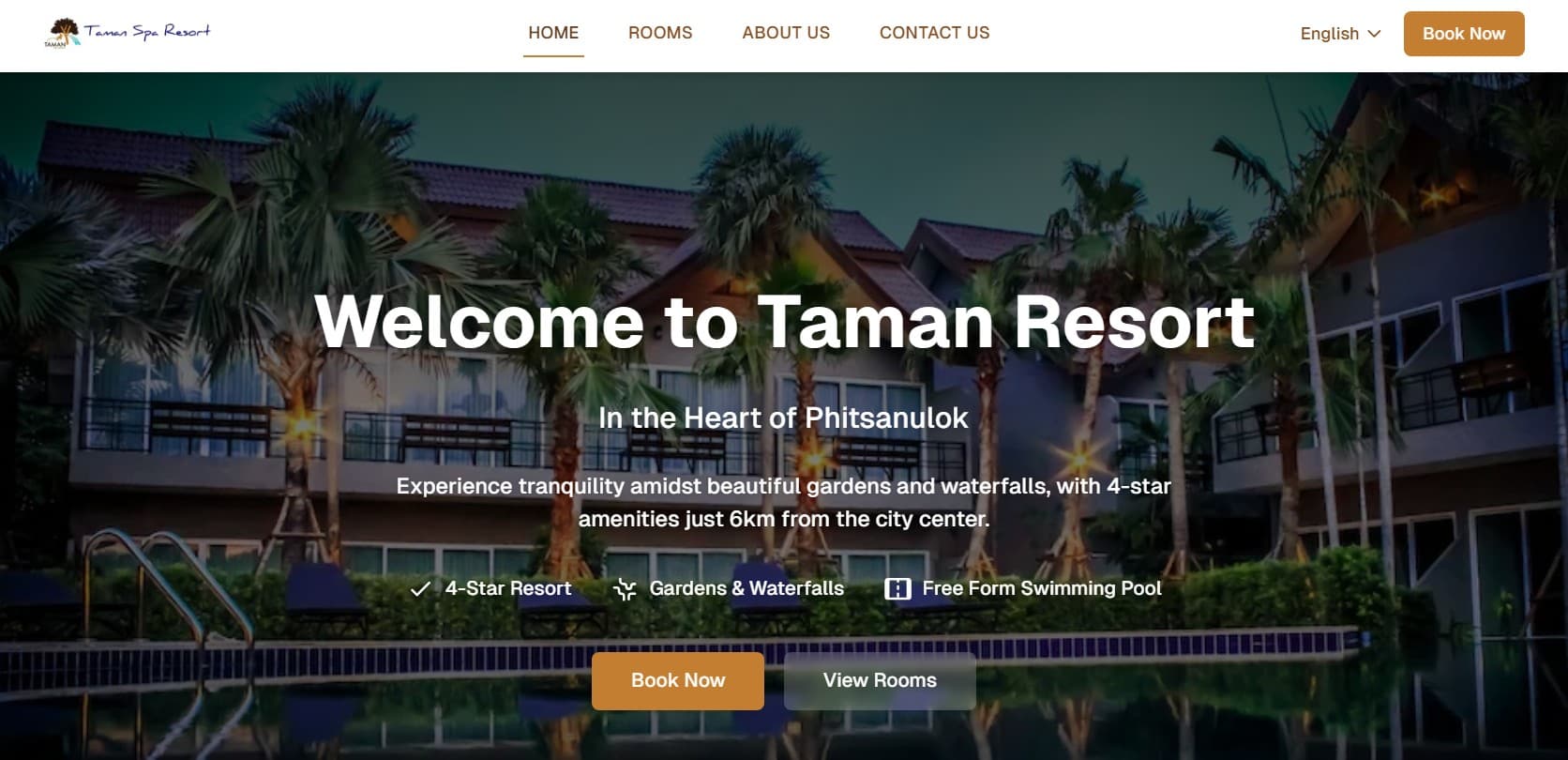 Taman Spa Resort website screenshot