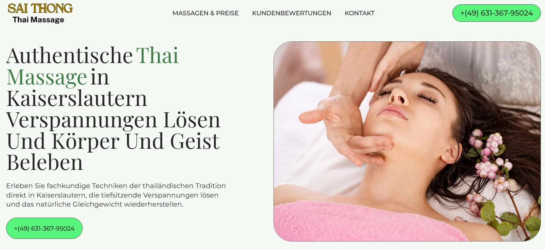Saithong Thai Massage website screenshot